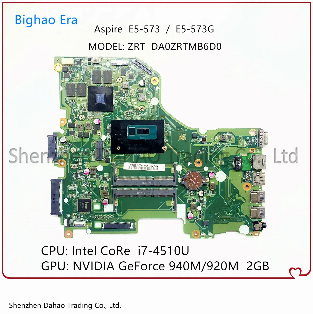 

DA0ZRTMB6D0 для Acer Aspire ZRT E5-573 E5-573G материнская плата для ноутбука с процессором i7-4510U GT920M/940M 2GB-GPU 100% полностью протестирована