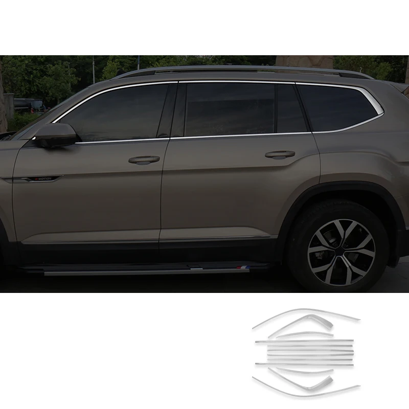 Lsrtw2017 для Volkswagen Atlas Teramont Vw окна автомобиля хром планки аксессуары для интерьера Молдинги - Название цвета: for 2 sides 12pcs