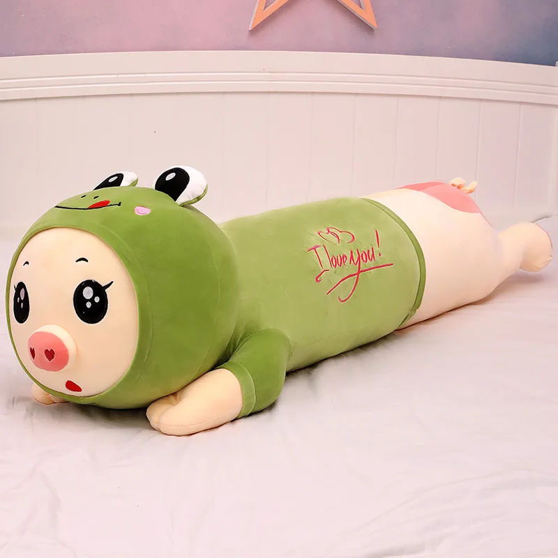 

Zqswkl 90/110/130cm pig doll plush toy cute long pillow hugs leg sleep soft large stuffed toys rabbit frog decorative pillows
