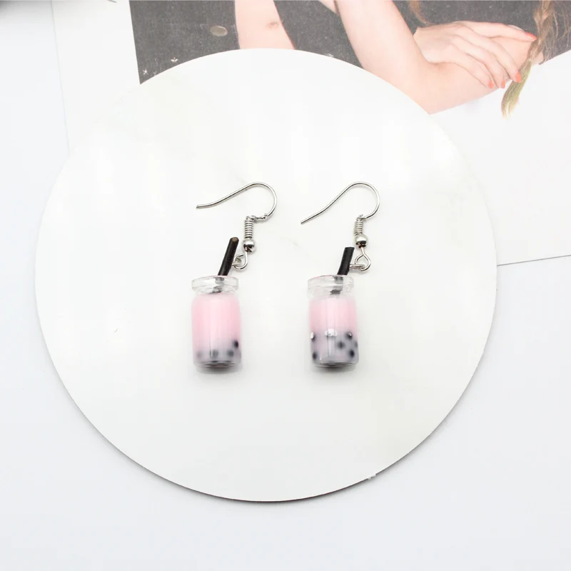 Забавные уникальные висячие серьги в виде пузырьков чая индивидуальные из смолы
