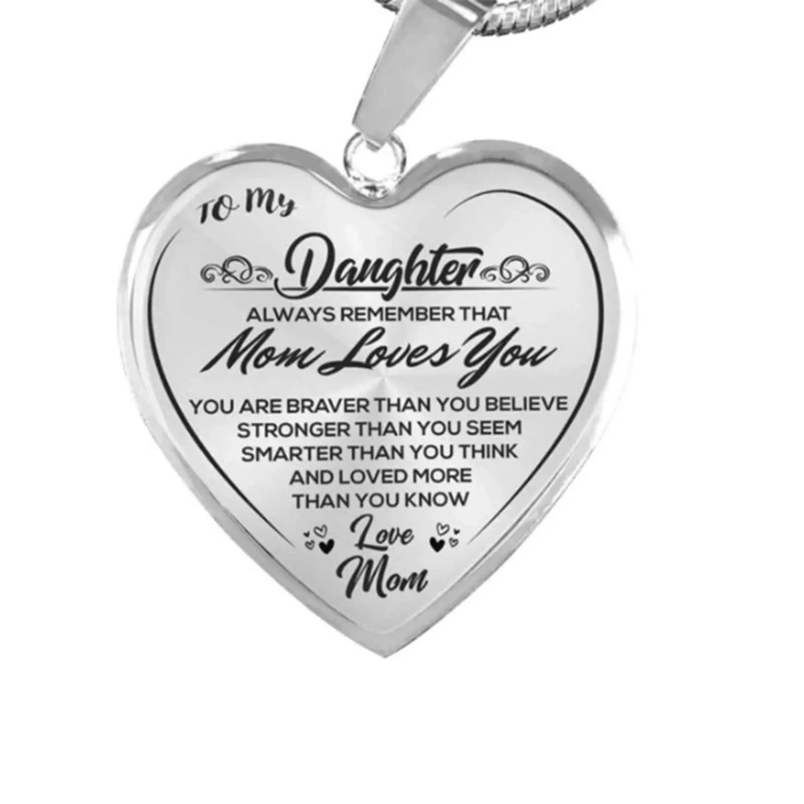 

Necklace Women Heart Necklace Unique To My Daughter Love Mom Heart Necklace Personality Pendant regalos para mujer Jewelry