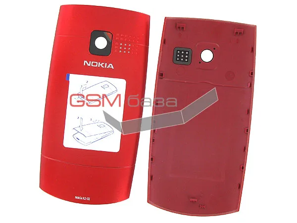 Nokia X2-01 - Крышка АКБ с защитным стеклом камеры (цвет: Red) Оригинал | Мобильные