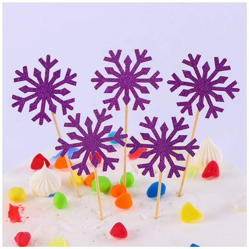 10 шт. Замороженные вечерние рождественские искусственные снежинки торт флаг