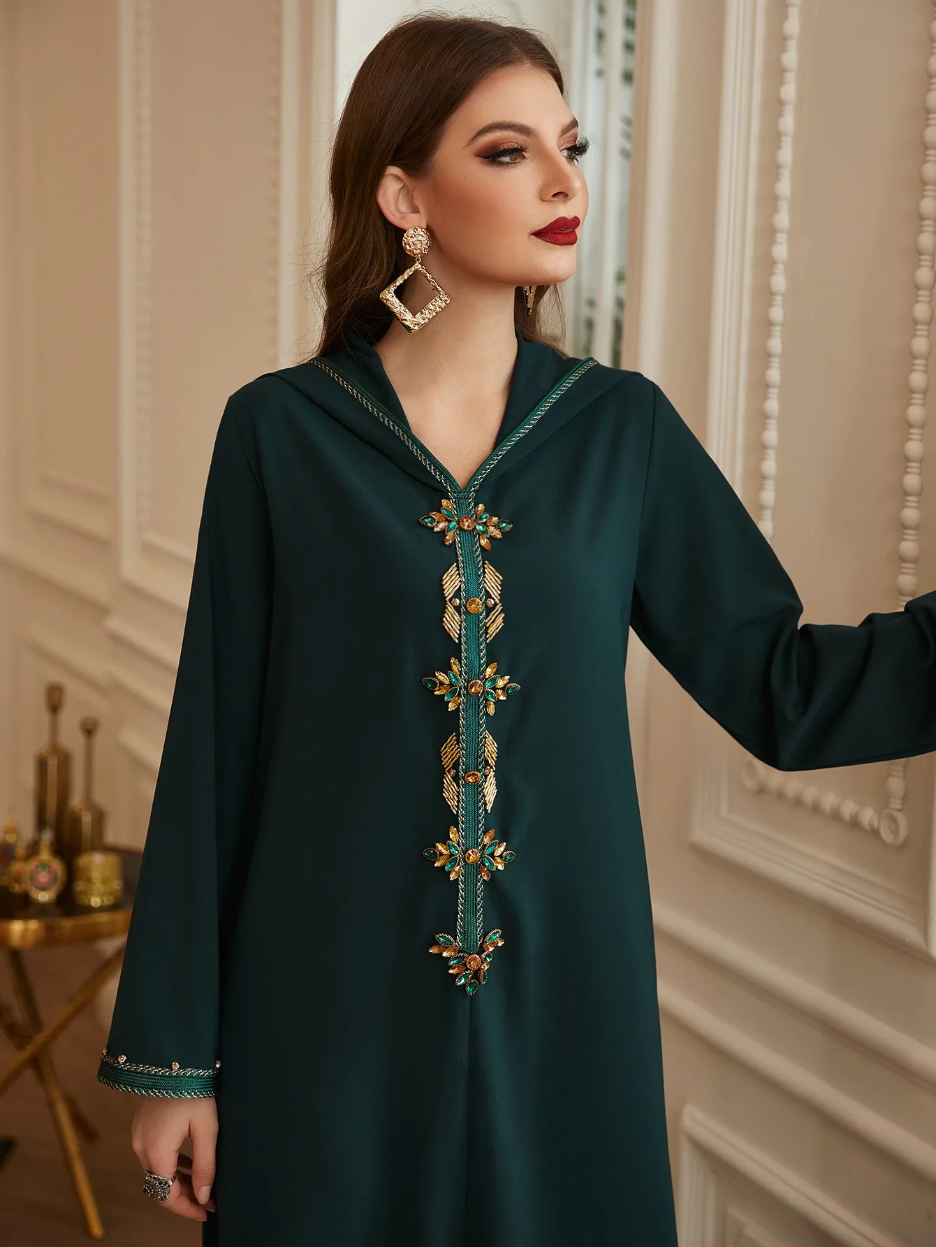 Марокканские абаи Djelleba с капюшоном для женщин ручная работа бриллианты Дубай