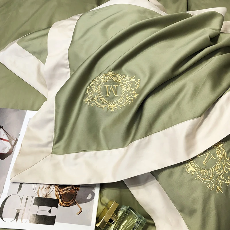 

Premium Patchwork Embroidery Duvet Cover 600TC Egyptian Cotton Luxury Bedding set Bed Sheet Pillowcases Queen King size 4pcc