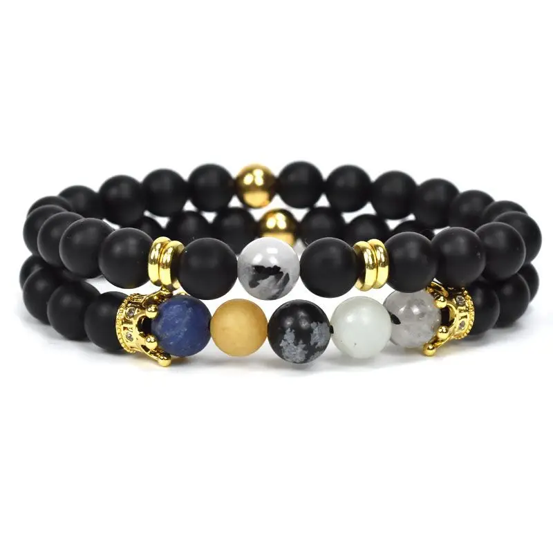 3UMeter 8mm Natural Stone Coloured Crown Bead Tibetan Buddha Bracelet Bracelets Men Jewelry gift Drop Shipping | Украшения и