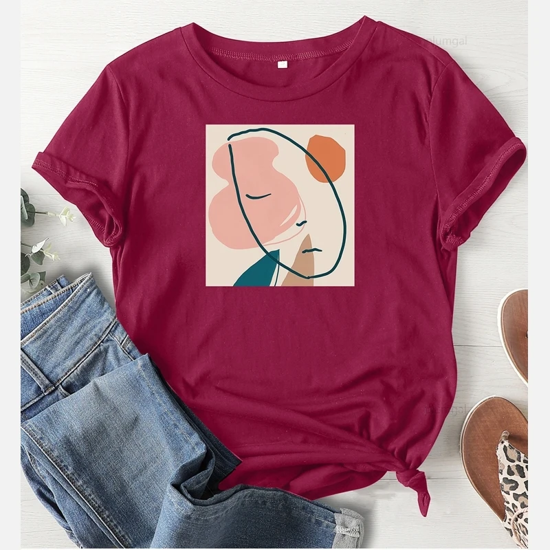 Женские футболки с абстрактным принтом графические Женская Винтажная футболка