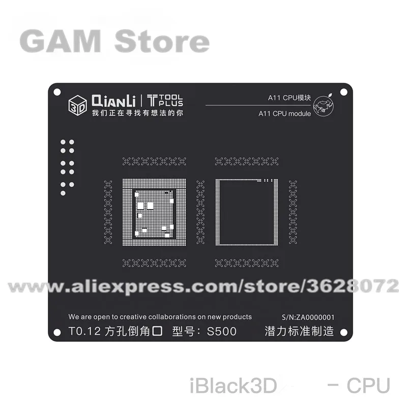 QIANLI iBlack 3D BGA Stencil A7 A8 A9 A10 A11 CPU RAM For iPhone 5S 6G 6Plus 6S 6SP 7 7P 8 8P Layer Reball IC Steel Mesh Tin Net |