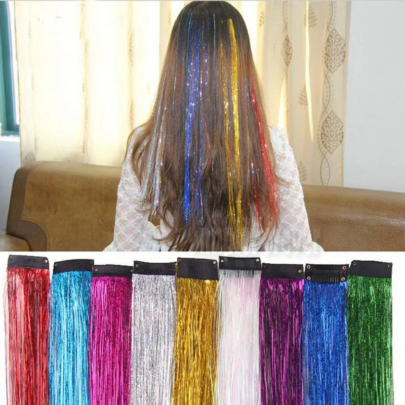 Хит 200 шт цветной металлический блеск мишура лазерное волокно парик для