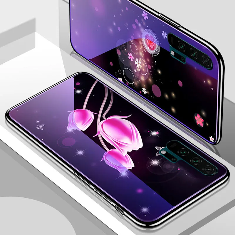 Longxin для huawei honor20pro ТПУ чехол из закаленного стекла синий свет гальванической
