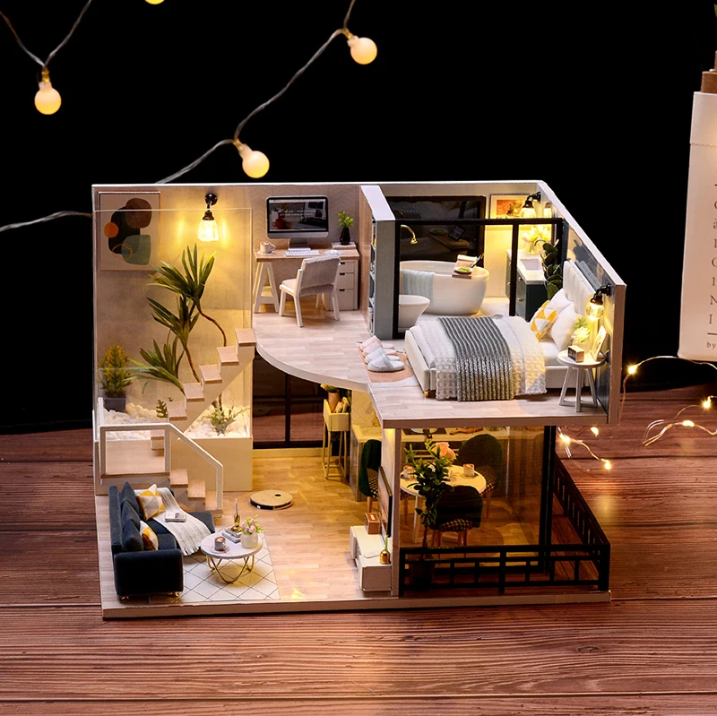 Кукольный домик сделай сам деревянный миниатюрный дом для кукол с комплектом