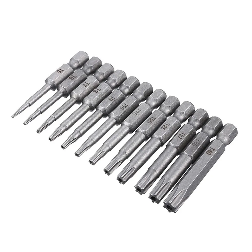 

10pcs 50mm Torx Screwdriver Bits Magnetic 1/4 In Hex Shank T5 T6 T15 T20 T25 T40 S2 Alloy Steel Torx Screwdriver Bit Kit Set