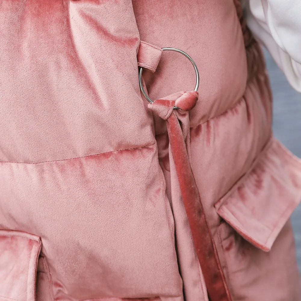 Женский однотонный пуховик из смешанной ткани облегающая куртка с карманами