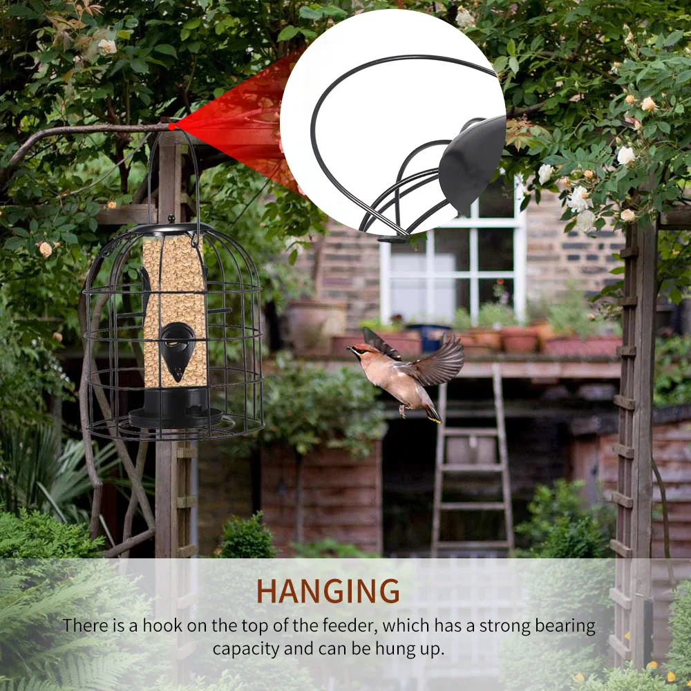 

Iron Cage PC Tube Outdoor Garden Bird Feeder Hanging Bird Feeder Decoration Squirrel-Proof Bird Feeder for Garden Balcony
