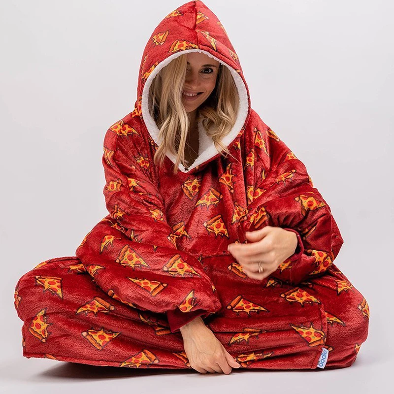 

Fun Printing Thick Cotton Flannel Oversized Sweatshirt Dress Women Unisex Warm Winter Tops 2020 New Homewear Casual Girls Hoodie