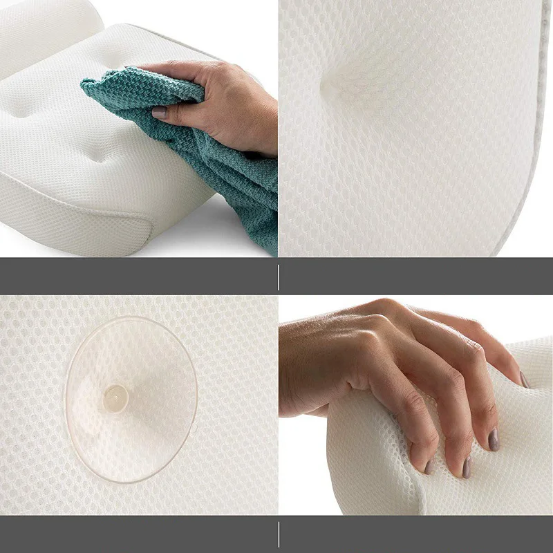3D Mesh Spa Non-Slip Cushioned Bath Tub Pillow Bathtub Head Rest With Suction Cups For Neck And Back Bathroom Supply | Дом и сад