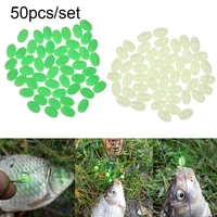 50pcs oval plastic luminous fishing floats beads glowing sink balls for fishing rigs lure tackle