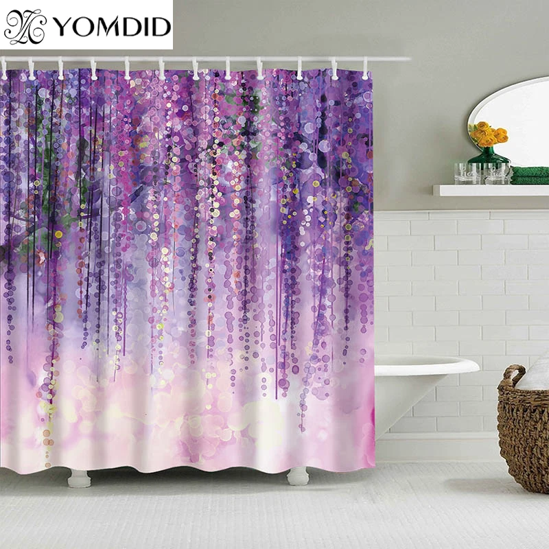 

Flowers Pattern Shower Curtains Waterproof Polyester Bath Screen Curtain for Home Decoration Bathroom Printed Shower Curtain