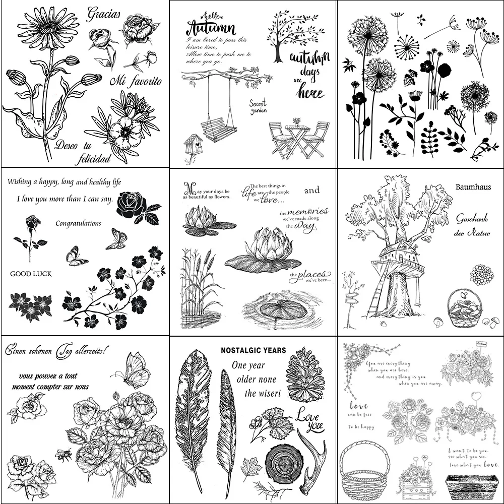 

Flowers And Plants Seasons Series Silicone Transparent Seal Stamp Hand Account Decoration Spot Diy Original Transparent Seal