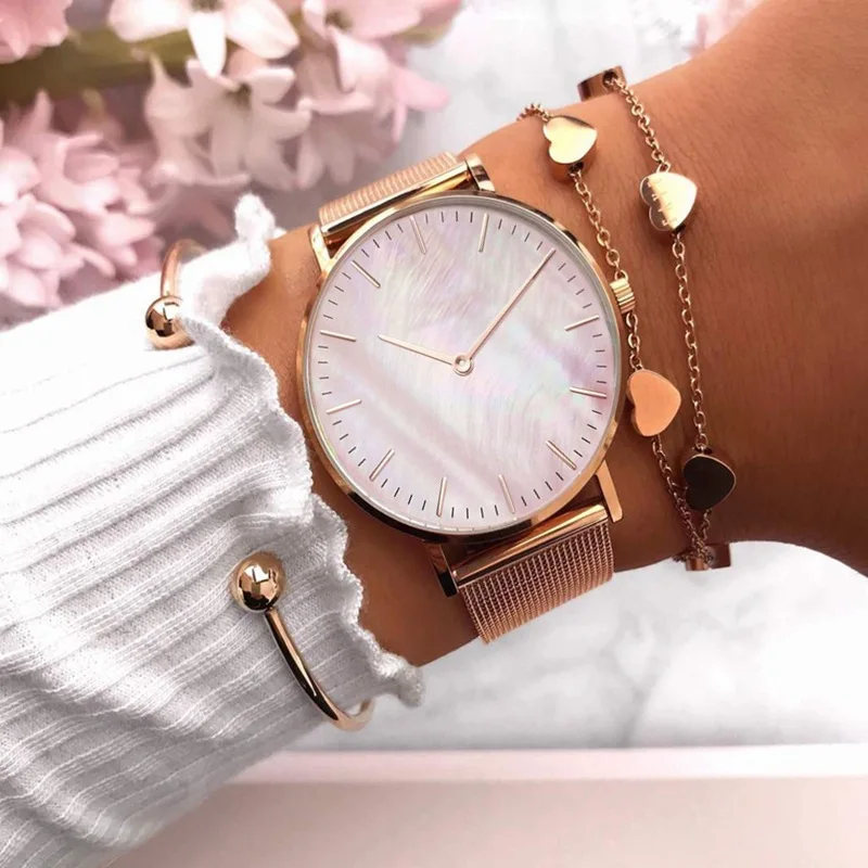 Часы женские кварцевые с сетчатым браслетом модные роскошные наручные цвета