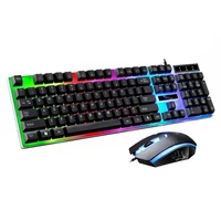 wired keyboard mouse set led usb wired pc computer gaming mechanical feeling keyboard mouseblack