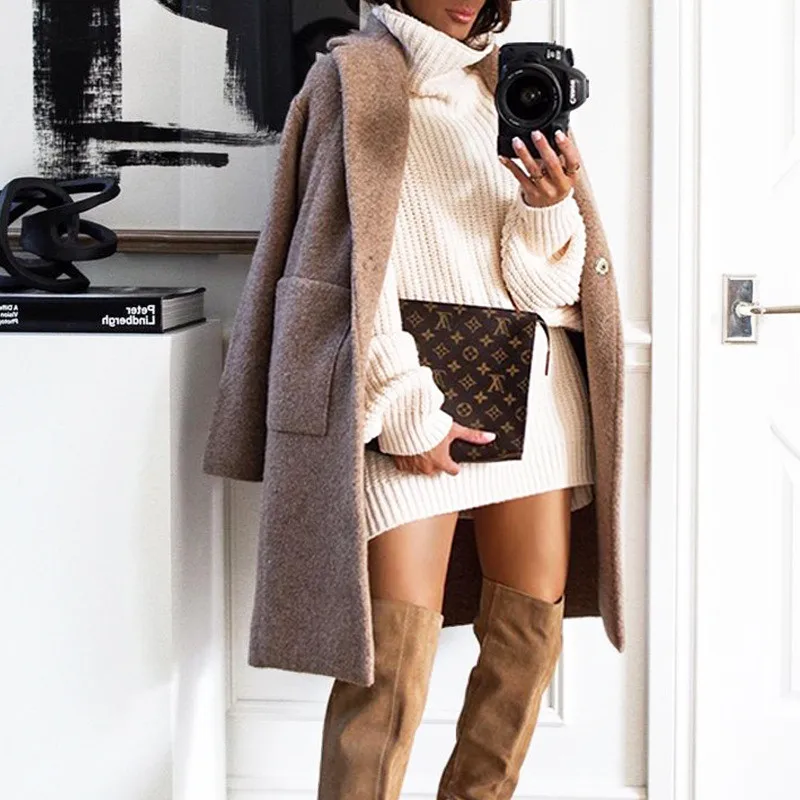

Long Coats for Women Winter Coat Women Elegant 2021 Fashion Casual Vintage Coat Pockets