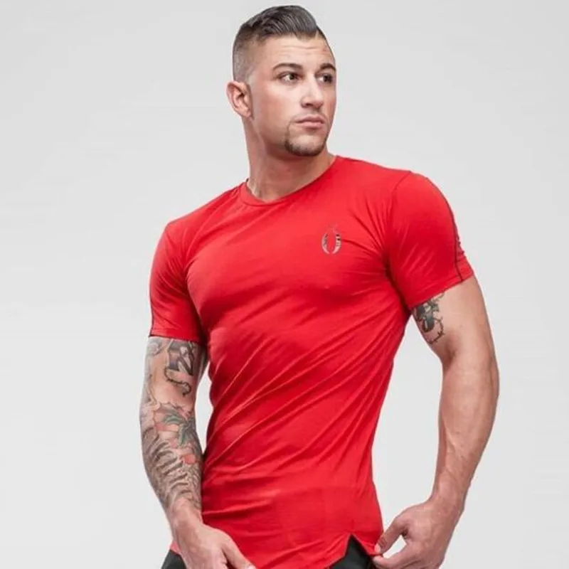 2020 mens round collar running sports trainning pure color basketball gym tight quick dry t-shirt | Спорт и развлечения