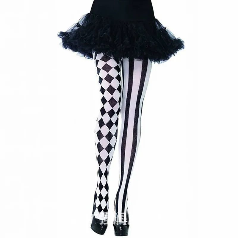 Womens Halloween Stockings Party Cosplay Striped Elastic Pantyhose Autumn Winter Xmas Club Clown Multicolor | Женская одежда