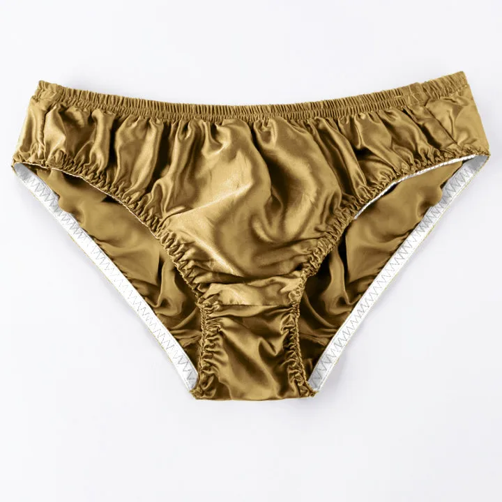 

Men Solid Silk Briesf Sexy Breathable Comfortable Triangle Underpants Soft Panties Male Underwear