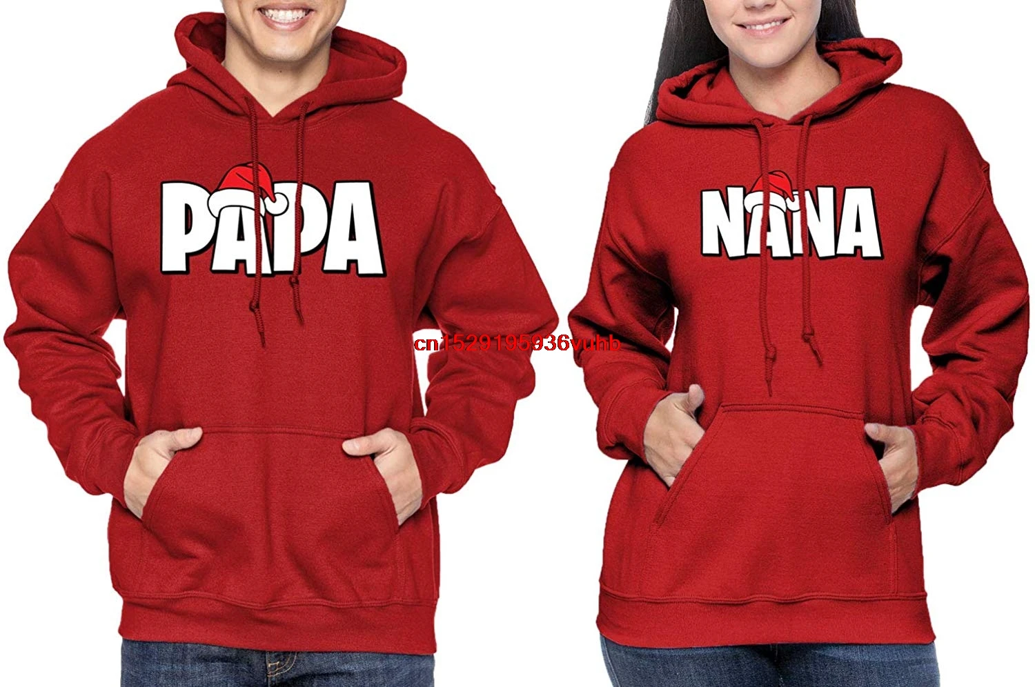 Одинаковые толстовки с капюшоном изображением Санта Папы/Санта Наны| |