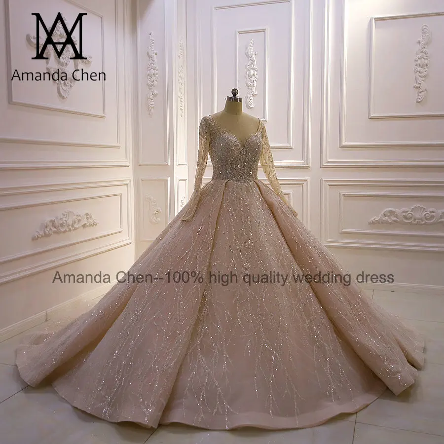 Роскошное блестящее свадебное платье vestito da sposa на заказ с длинным