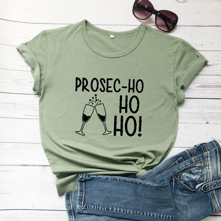 Olive - black txt Prosec-Ho футболка Праздничная Женская забавная Рождественская футболка Prosecco милый Графический kawaii подарок слоган Чистый хлопок гранж футболки tumblr Топ - Цвет: Olive - black txt
