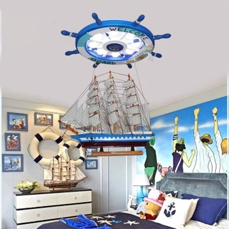 Мультяшное создание средиземноморской лодки люстра руль детская комната