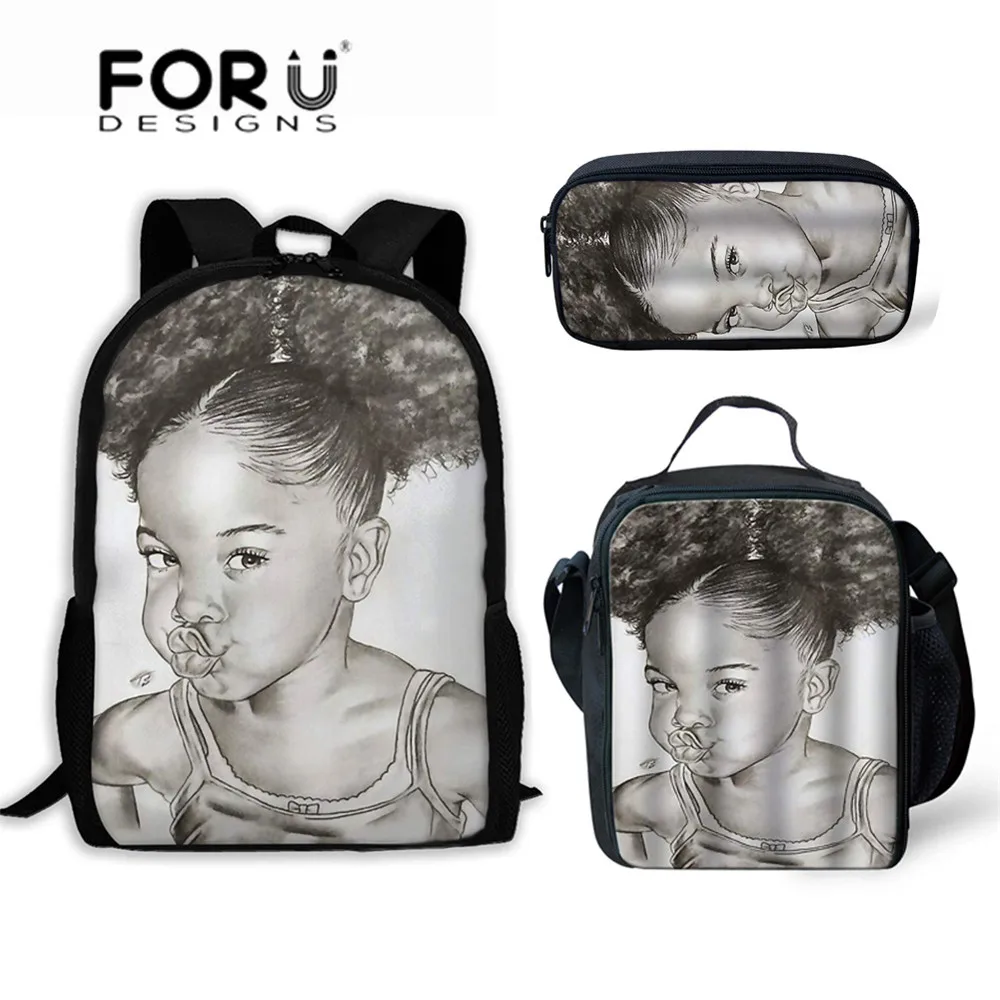 YQ3658CGK FORUDESIGNS/детские школьные сумки для детей, черная девочка, волшебная афро леди, с принтом, школьная сумка для подростков, сумка для книг на плечо, Mochila - Цвет: YQ3658CGK