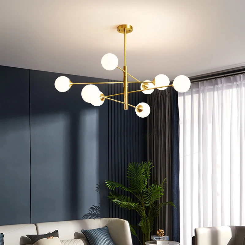 Lámpara Led de bola de cristal nórdica, Metal dorado creativo Industrial negro, para sala de estar, dormitorio, cocina, accesorio de decoración, colgante de techo