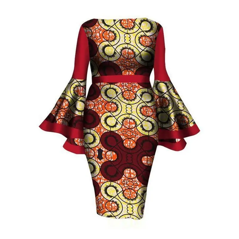 Женское платье с длинными расклешенными рукавами Королевский синий цвет для