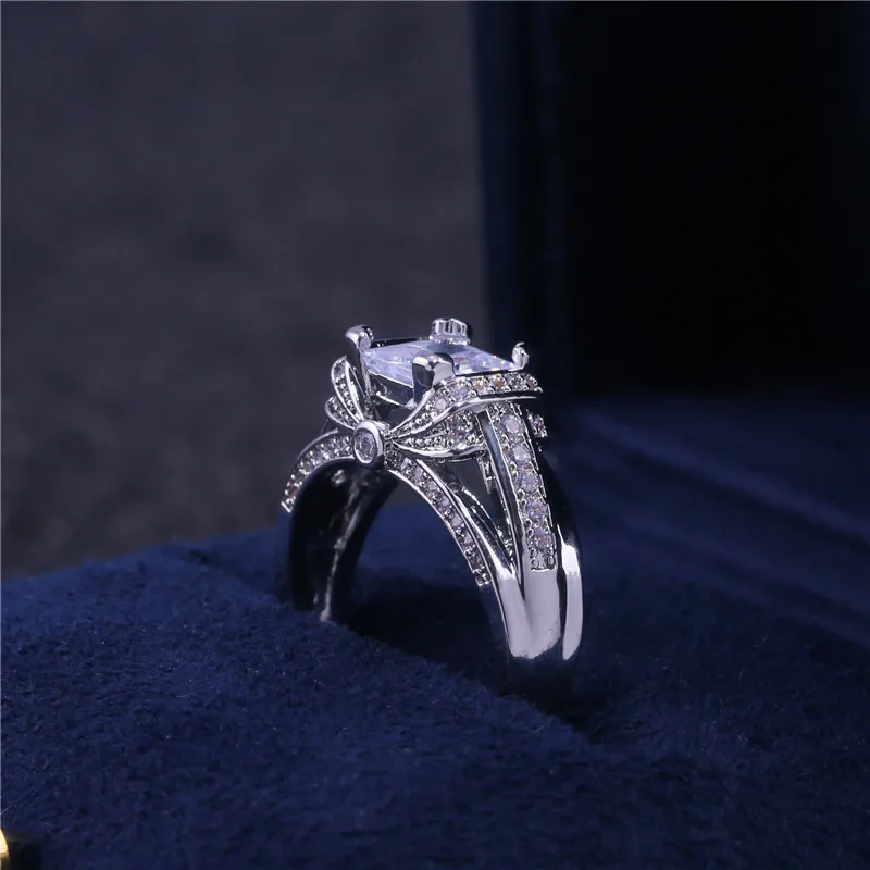 

Blaike Charm White Gold Filled Rings For Women Exquisite Princess Zircon Ring Bride Wedding Engagement Jewelry Birthday Gifts