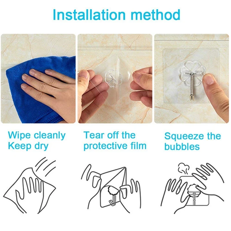 

16 pieces wall hooks self-adhesive transparent hooks 7 cm x 7 cm hooks for the kitchen bathroom door ceiling bracket 16 stukken