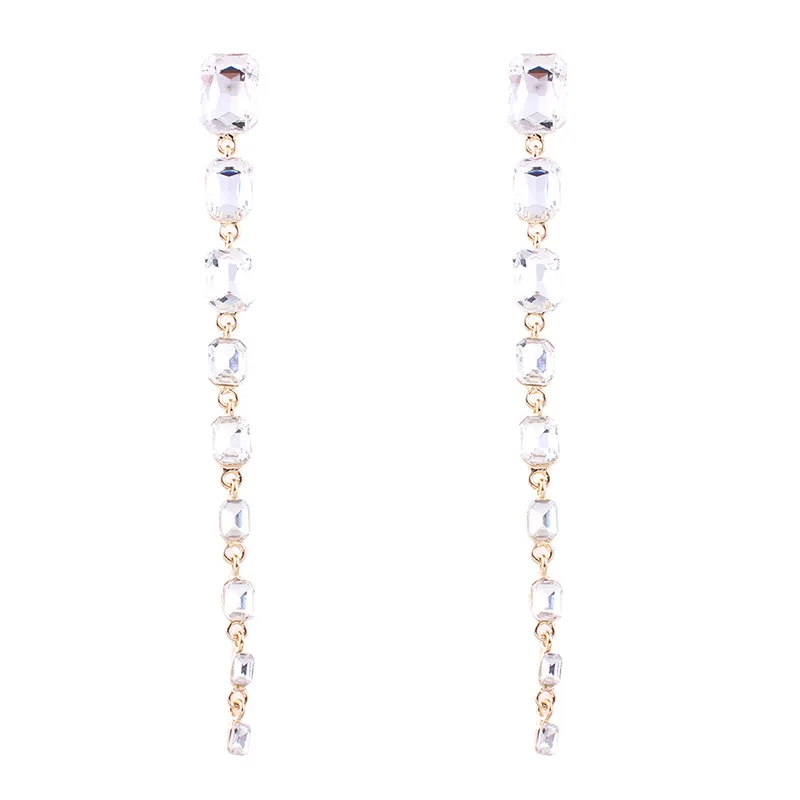 Длинные хрустальные серьги для женщин драгоценный камень в форме капли