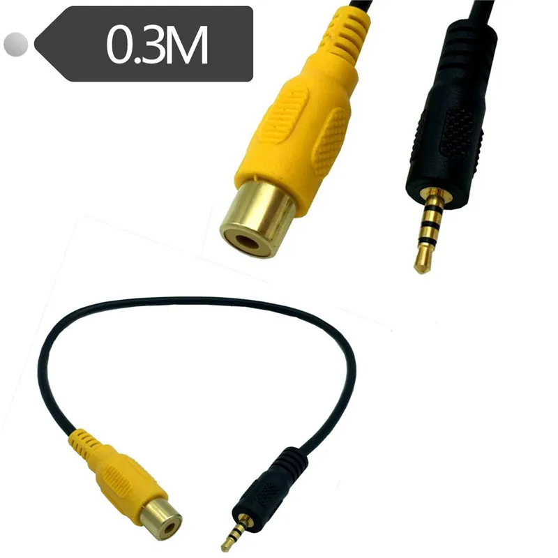 

1pcs 2.5mm 4Pole Male Plug to RCA Female jack with 16m Cable for GPS Navigator 2.5 Video Input Reversing AV Cable