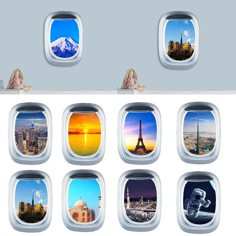

One Sheet Wall Stickers Self-adhesive Paper Landscape Stickers Fake Window Wall Sticker Beautiful PVC Household Decorations