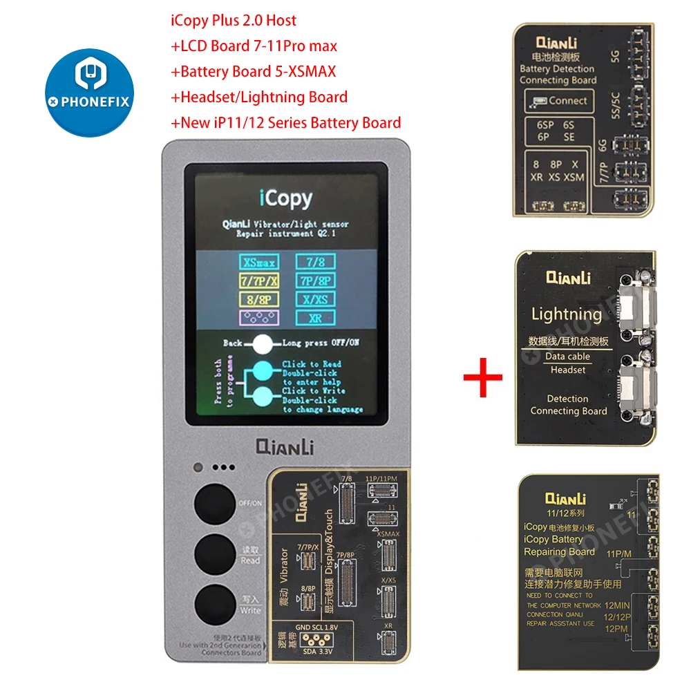 Оригинальный цветной программатор QIANLI ICopy Plus для ремонта батареи с ЖК-экраном IPhone