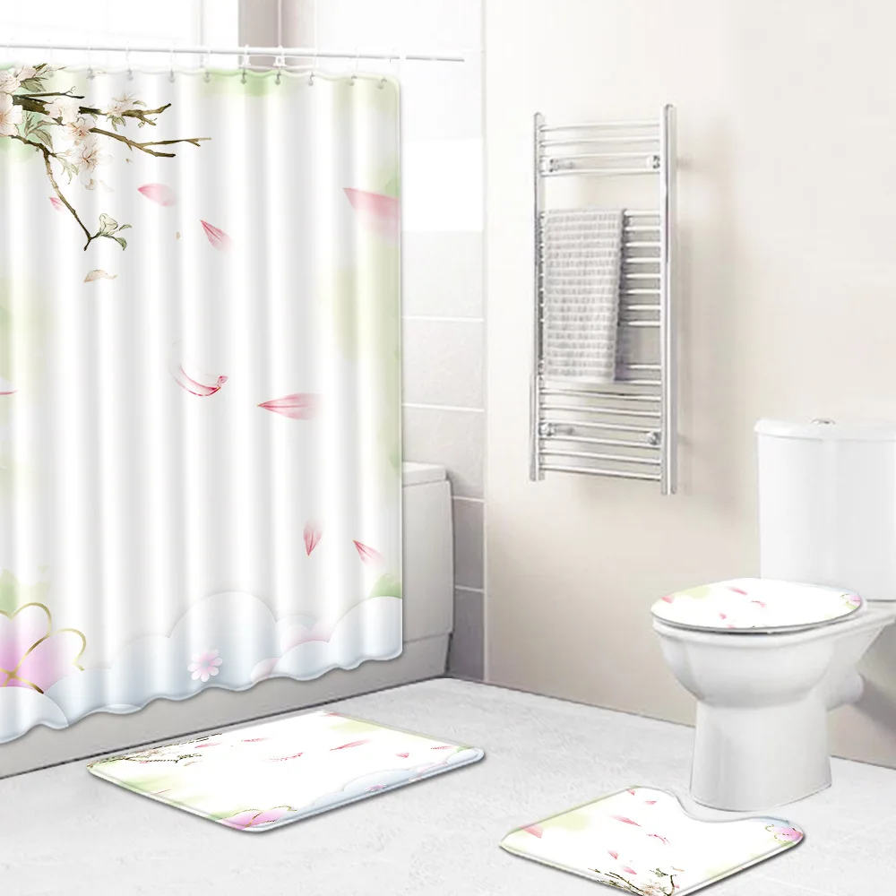 Набор ковриков для ванной Zeegle 4 шт. с героями мультфильмов водонепроницаемые