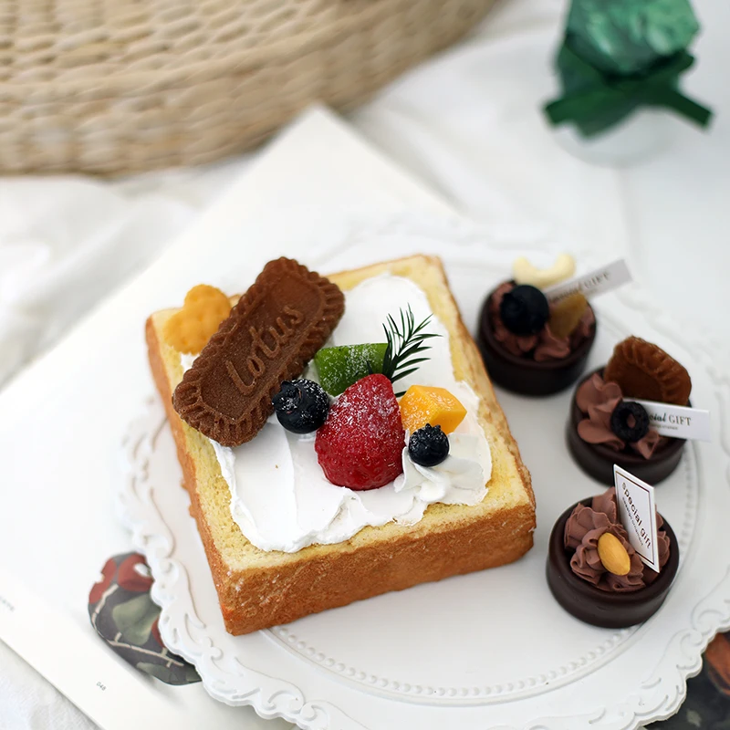 Simulaci&oacute;n de rebanadas gruesas de tostadas, decoraci&oacute;n de ventana para hornear, accesorios para pan de desayuno, suministros de fotograf&iacute;a-3