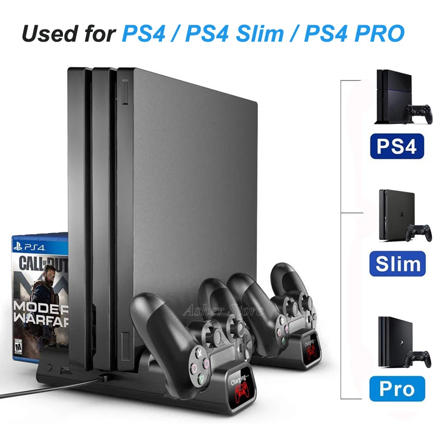 Зарядная док-станция для PS4 Pro Slim вертикальный песочный контроллер охлаждающий