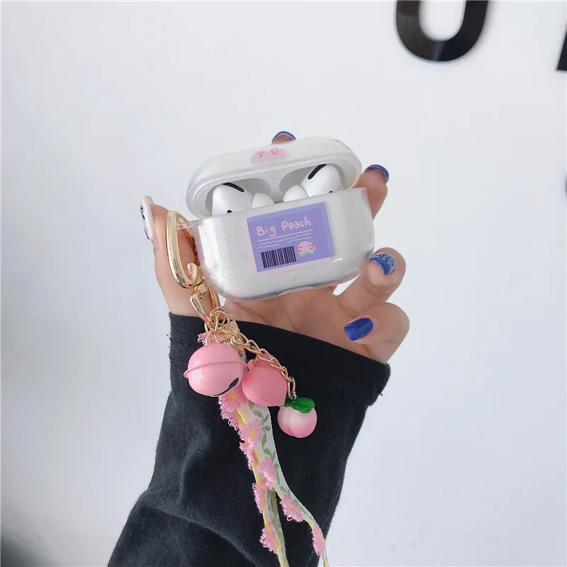 Новый прозрачный мягкий чехол из ПВХ с колокольчиком персикового цвета для Apple