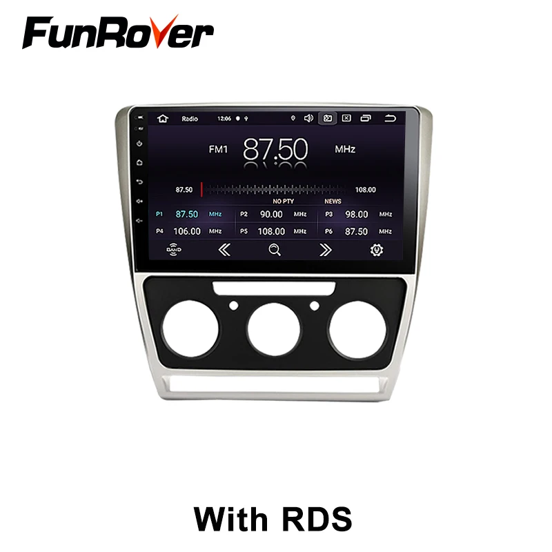 FUNROVER IPS + 2.5D android 9 0 автомобильный Радио Мультимедийный Плеер dvd для Skoda Octavia 2008 2013 gps