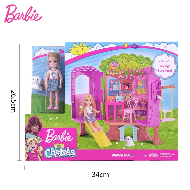 Домик на дереве Барби Челси с горками и качели FPF83 милая кукла принцесса клуб