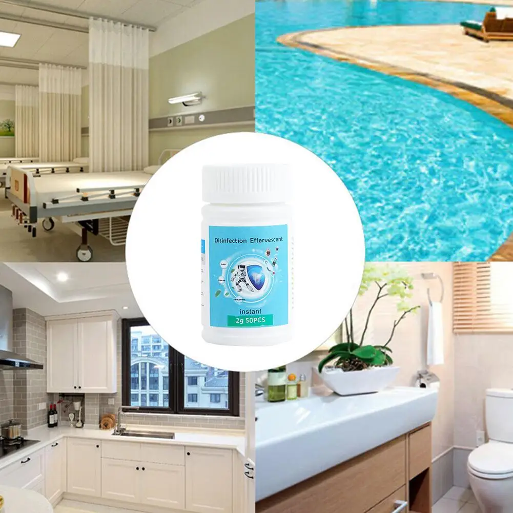 

50pcs Swimming Pool Cleaning Tablets Disinfection Pills Chlorine Tablets Instant Effervescent Pipes Cleaning Water Sterilization