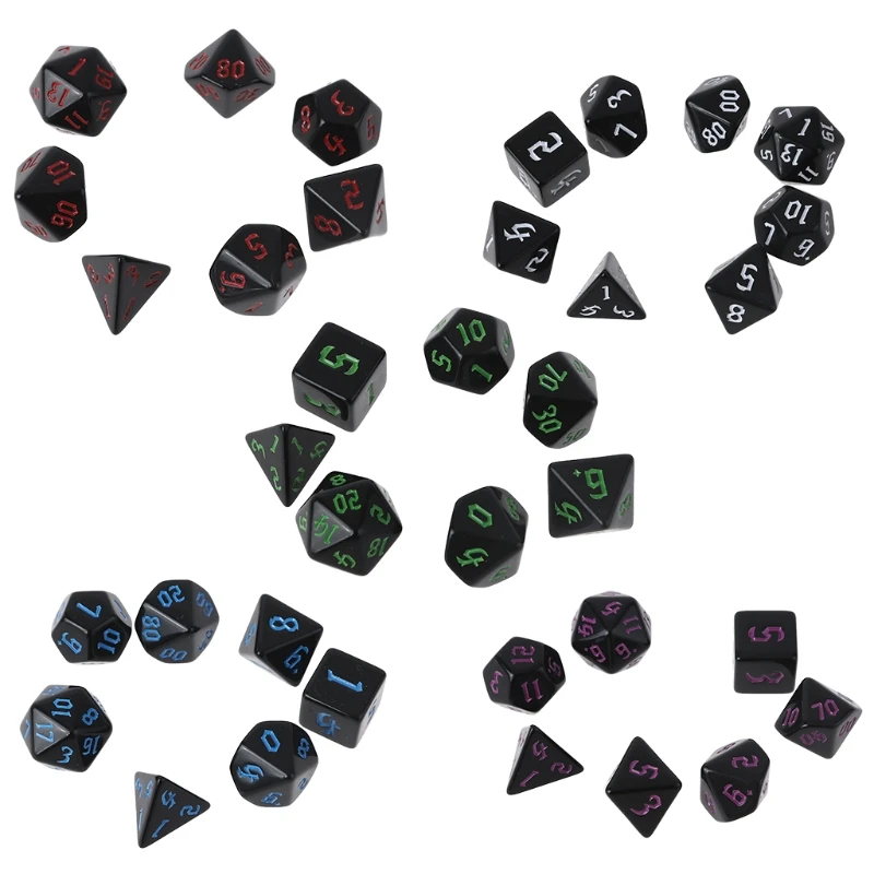 

34YE 7 Pcs Resin Polyhedral Dices Numbers for DND RPG MTG Dials Desktop Table Board Game Dice Toys